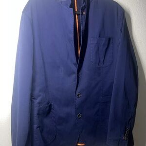Robert graham mans sport coat blazer 3 button Blue cotton size 44